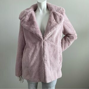RACHEL ZOE Pink Faux Fur Coat Super Soft with Oversized Collar